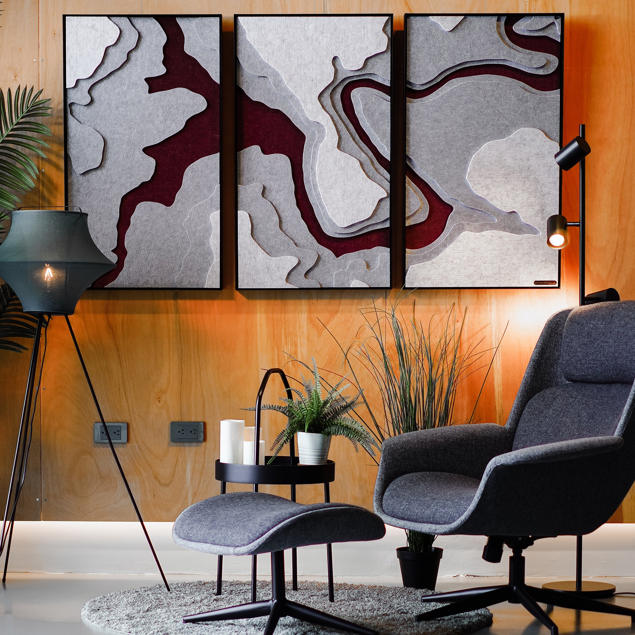 葛蘭峽谷聲學三件組 - 雕塑輪廓壁上藝術