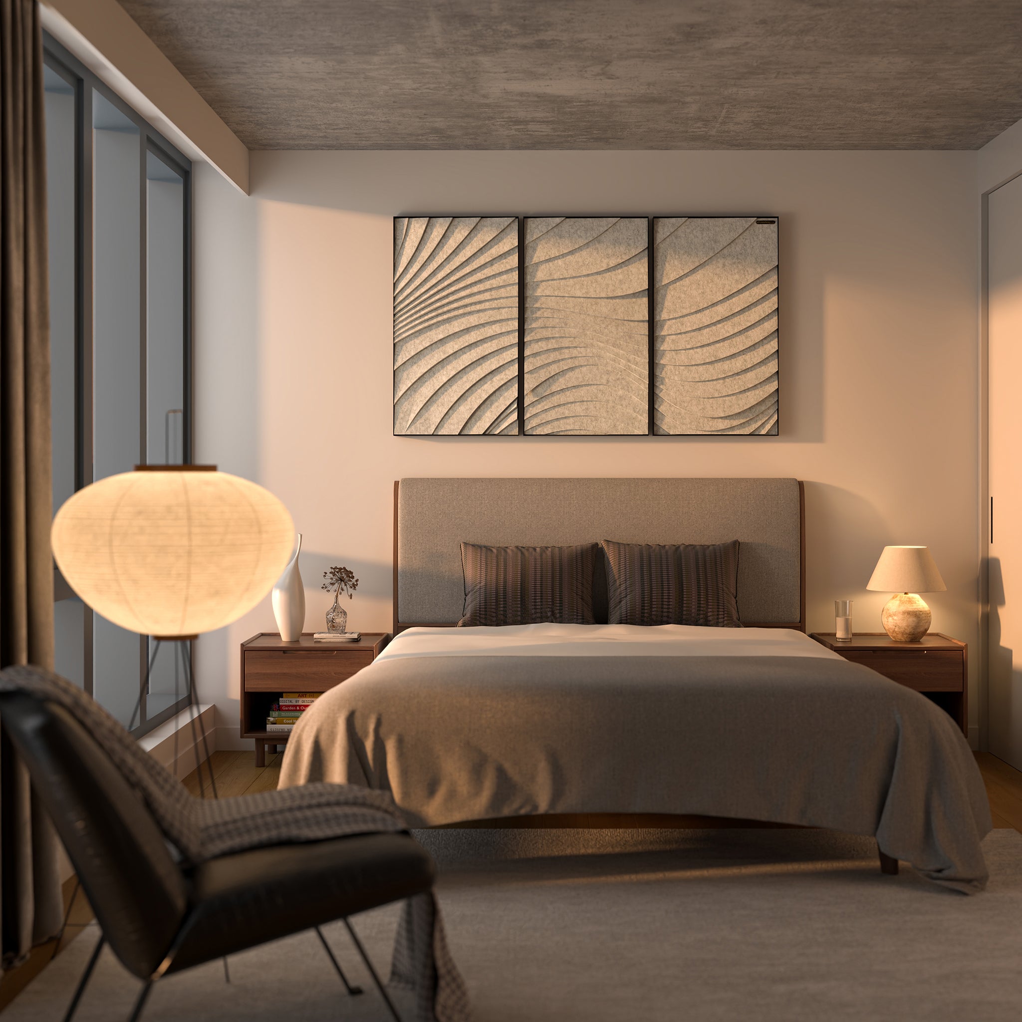 Wave Acoustic Panel Set – Sandstone (3 Panels)